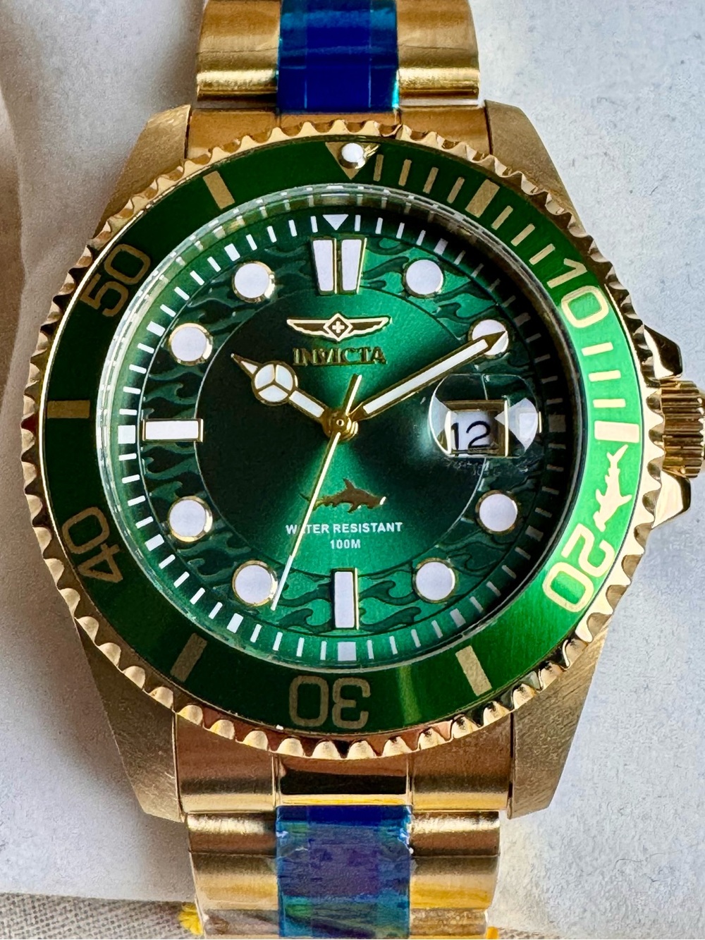 Invicta Pro Diver Green/Gold 43mm Quartz Watch NWT